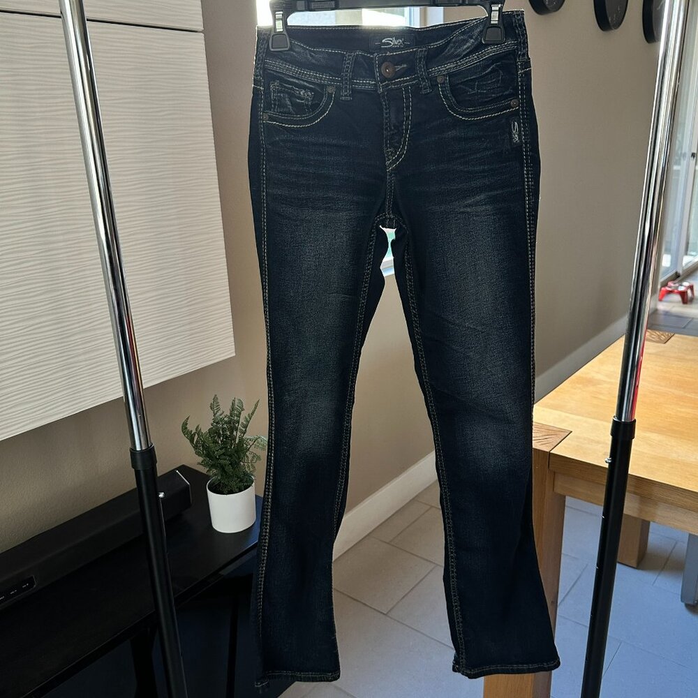 Silver - Suki mid slim boot jeans, dark jean W26/L31